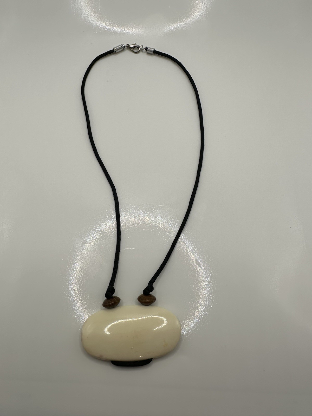 Handmade Tribal Boho Horn Pendant With Black Cord Necklace