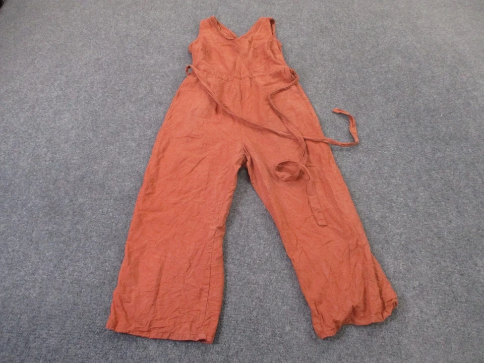 Mono Kuhl Mameluco Mujer M Naranja Lino Una Pieza Verano Tanque Cinturón Desteñido Foto 2 de 4