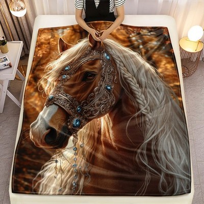 1pc a Cozy Brown Horse Blanket Featuring a Natural Landscape, Designed for All