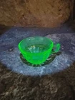 Vintage Uranium Glass Block Optic Cup. Very Good Condition