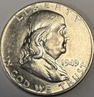 1949-P Franklin Half Dollar 50c Coin - Philadelphia - 90% Silver