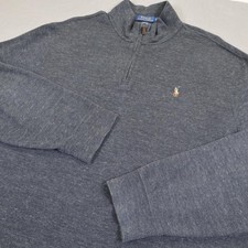 Polo Ralph Lauren Sweater Mens XL Gray Estate Rib Quarter 1/4 Zip Knit Pullover