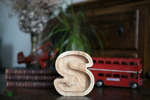 Wood Letter Piggy Bank Handmade Personalized Money Box Wood Coin Saving Medium - Picture 24 of 29