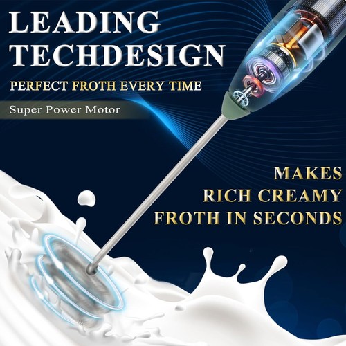 Double Whisk Milk Frother Handheld USB-C Rechargeable Electric Drink Mixer Gr... - Picture 2 of 2