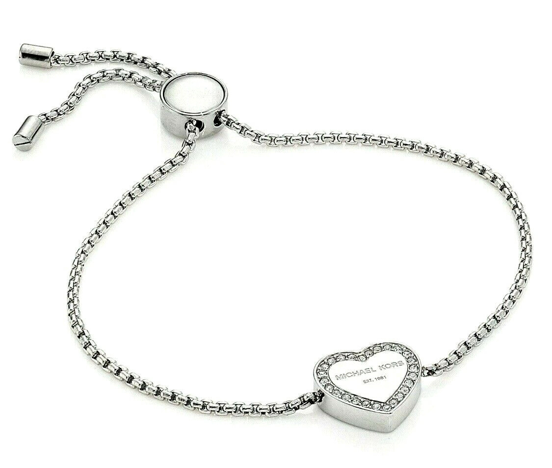 NWT MICHAEL KORS MKJX5390040 HERITAGE SILVER CRYSTAL HEART