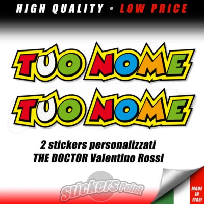 2 adesivi PERSONALIZZATI nome a scelta THE DOCTOR Valentino Rossi VR 46 stickers