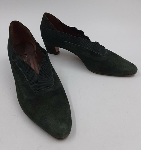 Sesto Meucci Shoes Sz 7.5N Pumps Heels Green Suede Elastic Retro Slip-Ons  Italy | eBay