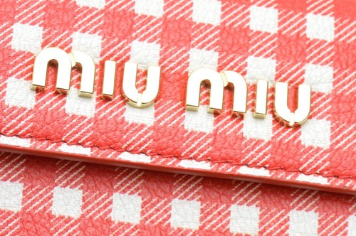 MIU MIU Trifold Wallet Geldbörse Compact Wallet Printed Madras Leather 5MH021 Red - Bild 5 von 12