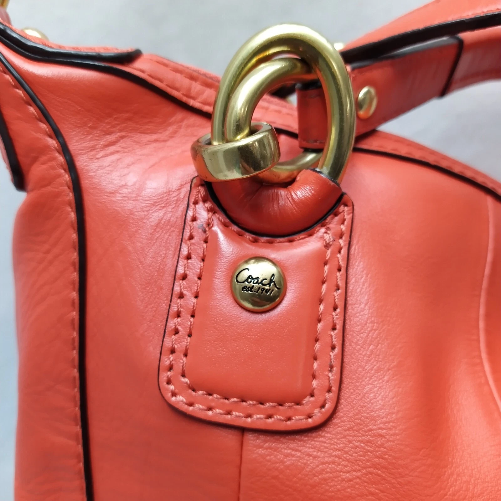 Borsa a tracolla Coach Kristin arancione pelle intrecciata doppio manico cerniera