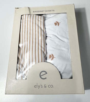 Elys and Co Bassinet Sheets Set of 2 Pink and White Jersey Knit Cotton 32x16x3