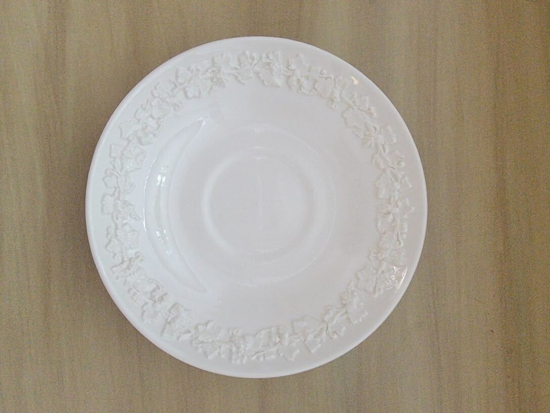 Wedgwood Cream Color on Cream Color Footed Cup and Saucer (Plain Edge)