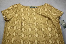 RALPH LAUREN Womens Brown Python Snake Print Viscose Shift Dress NWT Sz 3X $145