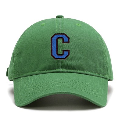 Men's Washed Cotton Baseball Cap - Embroidered Letter 'C' Adjustable Dad Hat For Everyday Wear