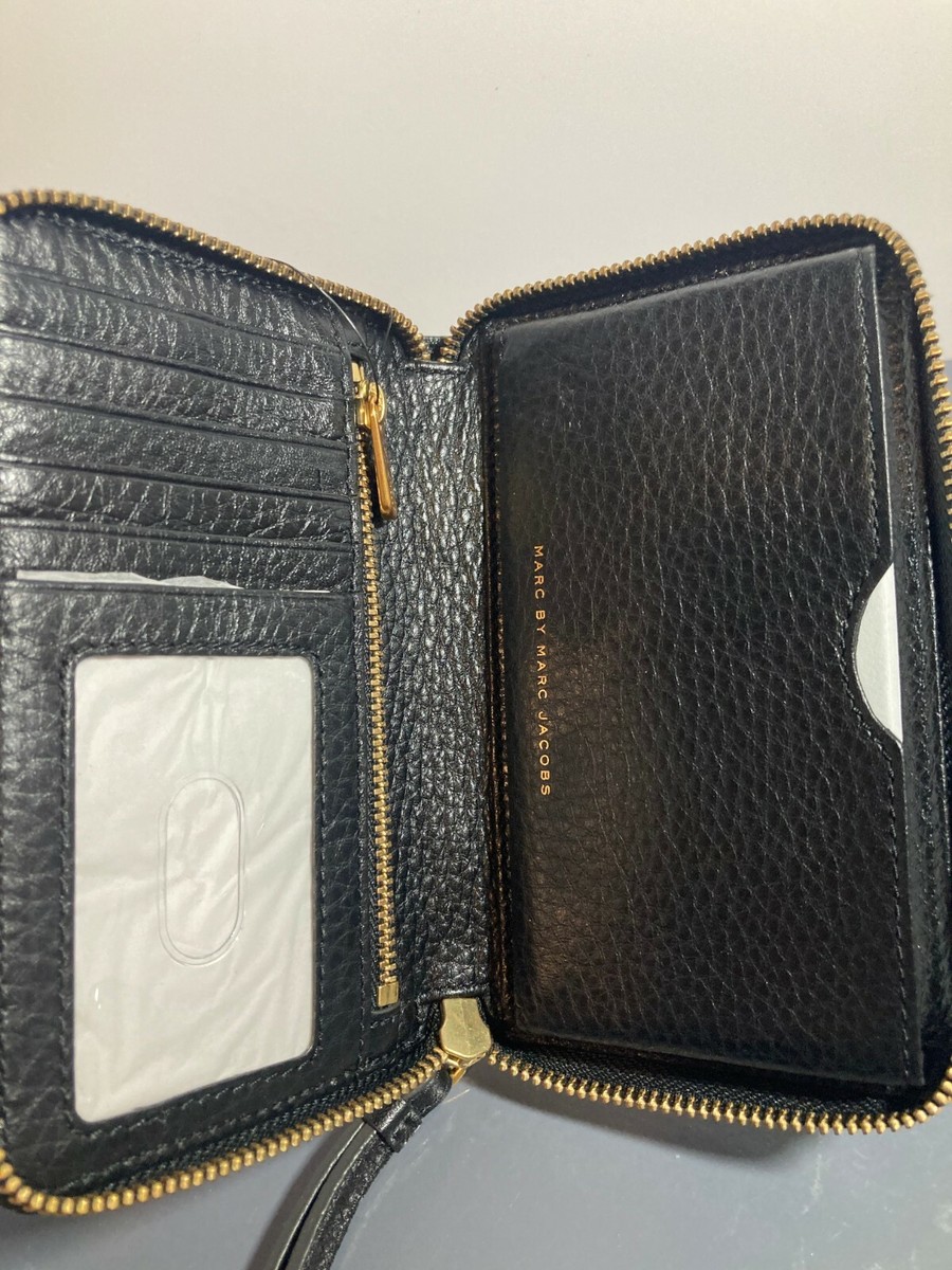 Marc by Marc Jacobs Black Leather Work Wear Gold Plaque Logo