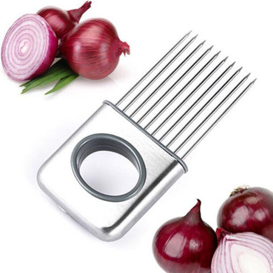 Soporte de cebolla para rebanar verduras de acero inoxidable cortador de patatas rebanadora cocina
