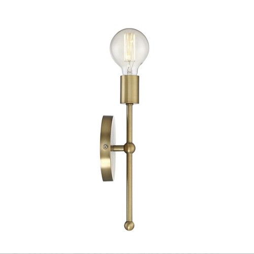 2, Savoy House Meridian 1-Light Wall Sconce in Warm Brass M90005-322 - Picture 2 of 9