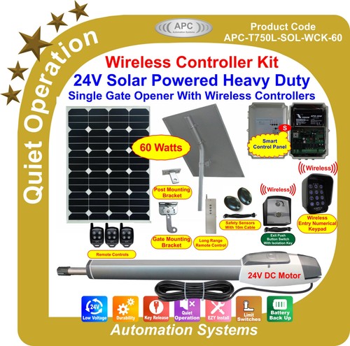 24V Solar Extra Heavy Duty Single Gate Opener WCK Up to 60 Watt Solar - Picture 13 of 15