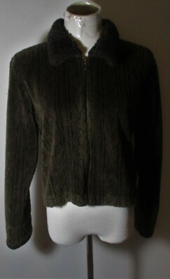 B.C. CLOTHING Brown Full Zip Cropped Fleece Jacket Size PL