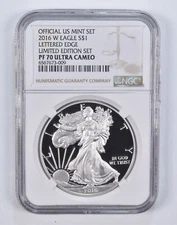 2016-W PF70 American Silver Eagle LIMITED EDITION Proof Set NGC Brown Lbl