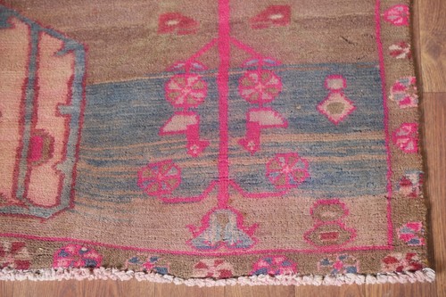 Semi-Antique Brown Ardebil Geometric Runner Rug 3' 9" x 10' 6" Handmade Carpet - Picture 6 of 12