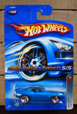 HOT WHEELS 1969 PONTIAC FIREBIRD REDLINES BLUE 1/64 DIECAST CAR   2006 ISSUE