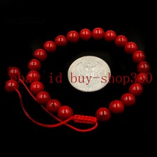 Natural 10mm Red Coral Round Gemstone Beads Bracelet 7.5'' AAA 