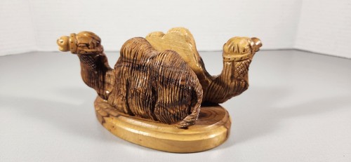 CARVED OLIVE WOOD LETTER HOLDER DESK ORGANIZER CAMEL - Picture 6 of 12