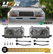 EURO Crystal Glass Headlights For 96-97 Lexus LX450 / 91-97 FJ80 Land Cruiser