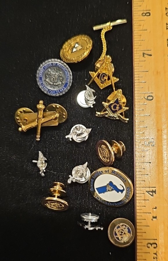 Masonic Pins Some Sterling Silver Veteran Lapel Vintage Lot