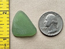 GENUINE PURE BEACH SEA GLASS SURF TUMBLED OLIVE GREEN OCEAN FROSTED PENDANT T03