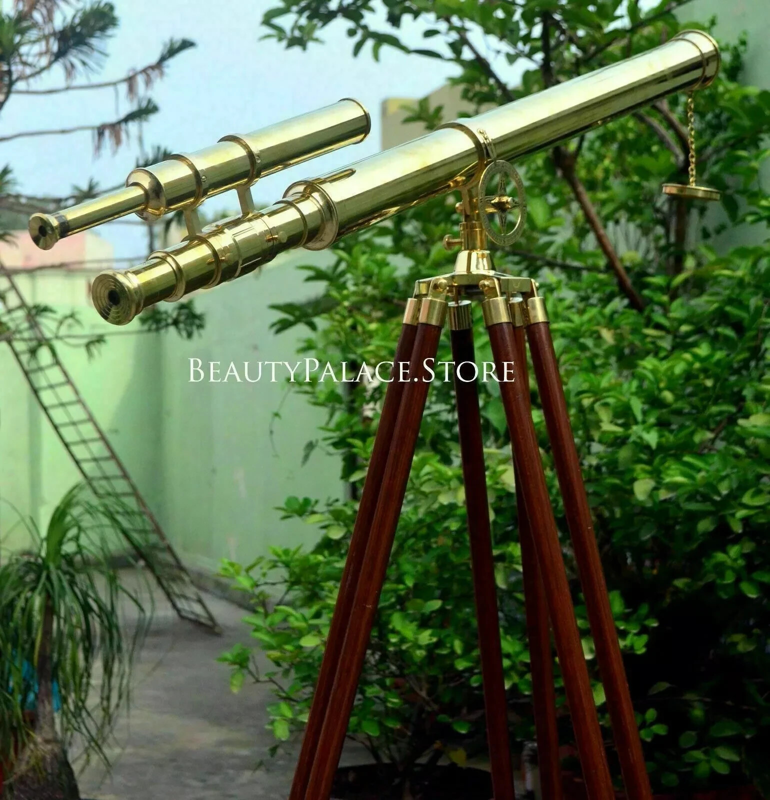 Nautical Brass Double Barrel Griffith Astor Telescope with Tripod Stand