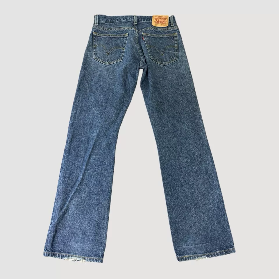 Levis 517 Jeans Mens 32x33 Bootcut Faded Whiskered 100% Cotton Medium Wash - Image 2 of 4