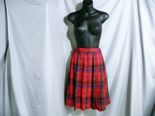 Talbots Red Multi-color Plaid Pleated Skirt 100 Worsted Wool Women's Sz 6 USA