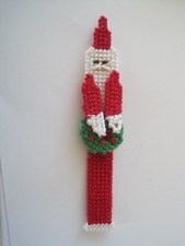 Needlepoint Santa w/ Wreath Ornament 5.5"