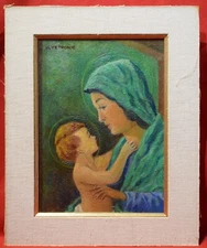 Painting Picture Oil Painting on Canvas GUSTAVO PETRONIO "Madonna with Jesus" 1940