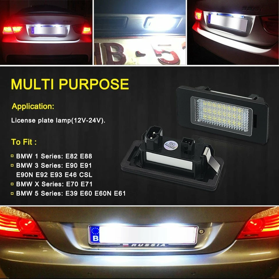 Bombilla de matrícula LED sin errores 2 piezas para BMW E90 E92 E39 E60 E61 M5 E70 Foto 3 de 4