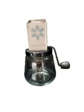 Vintage Androck #49 Nut Grinder Chopper Glass Jar 50’s Made In USA Snowflake