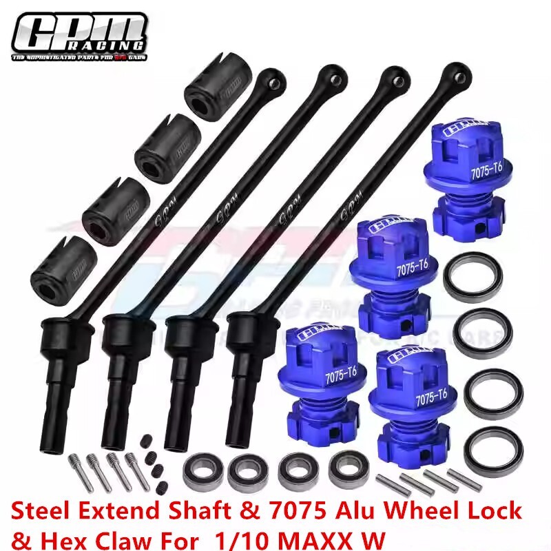 GPM Steel Extend Shaft & 7075 Alu Wheel Lock&Hex Claw For TRAXXAS