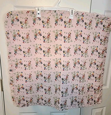 Vintage Mickey And Minnie Mouse Handmade Baby Quilt Blanket 27x27 Pink Mushrooms