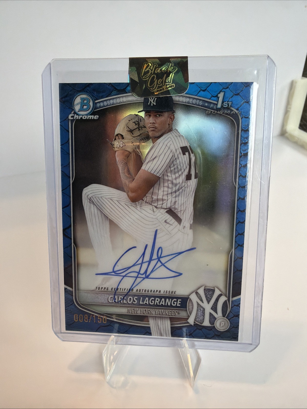 2025 Bowman Chrome Carlos Lagrange #CPA-CL 1st Bowman Auto Blue Reptilian /150