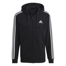 adidas mens Essentials Fleece 3-stripes Full-zip Hoodie Black Medium