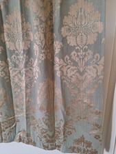Curtains 54" X 53" Pale Green/ Blue And Gold Brocade Style