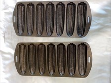 Vintage RESTORED Lodge Cast Iron Cornbread Molds Set of 2 &ndash; SEASONED  27C & 27C2