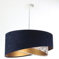HäNgelampe HäNgeleuchte Stoff Blau Beige Gold Velours Optik Ø 50 Cm E27