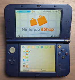 New Nintendo 3DS XL Metallic Blue Charger + 128GB SD Card | Region Free TOP IPS