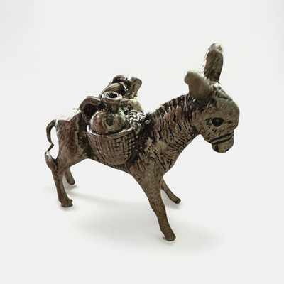 Donkey Burro Charm Pendant Silver Tone Pack Mule Figural Travel Souvenir Vintage
