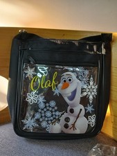 Disney Frozen Olaf Crossbody Bag Purse, Black Small, Snowflake Design