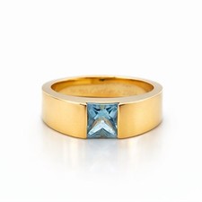Cartier Tank Ring mit Aquamarin Großes Modell Gr. 56 in Gelbgold 750 (97)