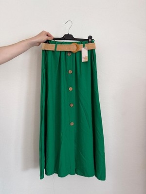 Sommerrock m.Gürtel New Collection Gr.42/44 Grün Neu mit Etikett