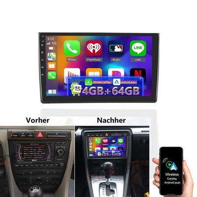 4G+64G Android 15 For Audi A4 B6 B7 RS4 2002-2008 Carplay Car Stereo Radio Navi